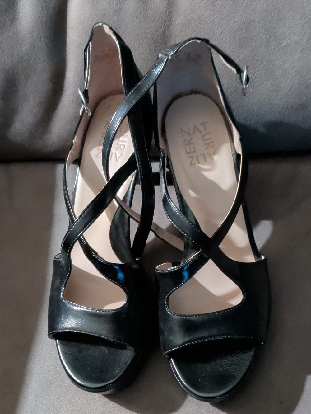 Naturalizer Black Strappy Open-Toe Heels